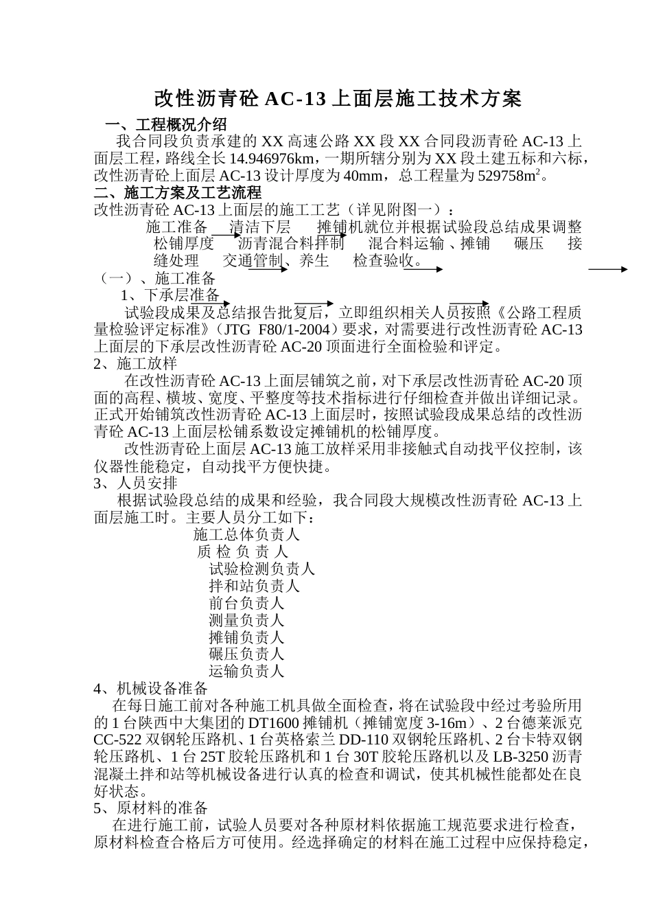 改性沥青混凝土ac13上面层施工技术方案(共15页)_第1页