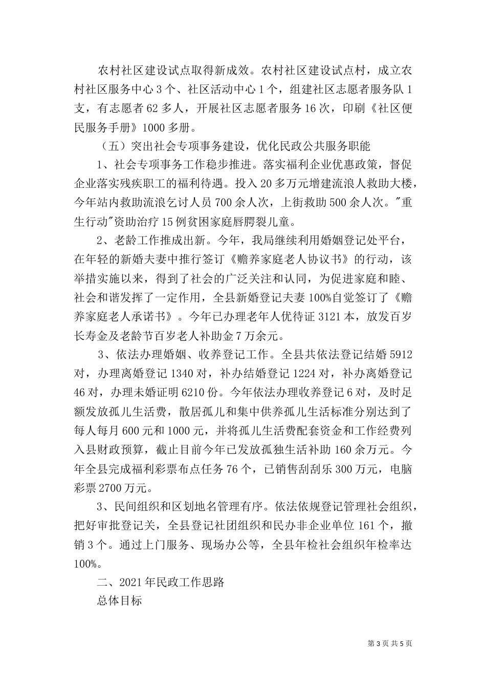 民政局工作总结和工作打算（一）_第3页