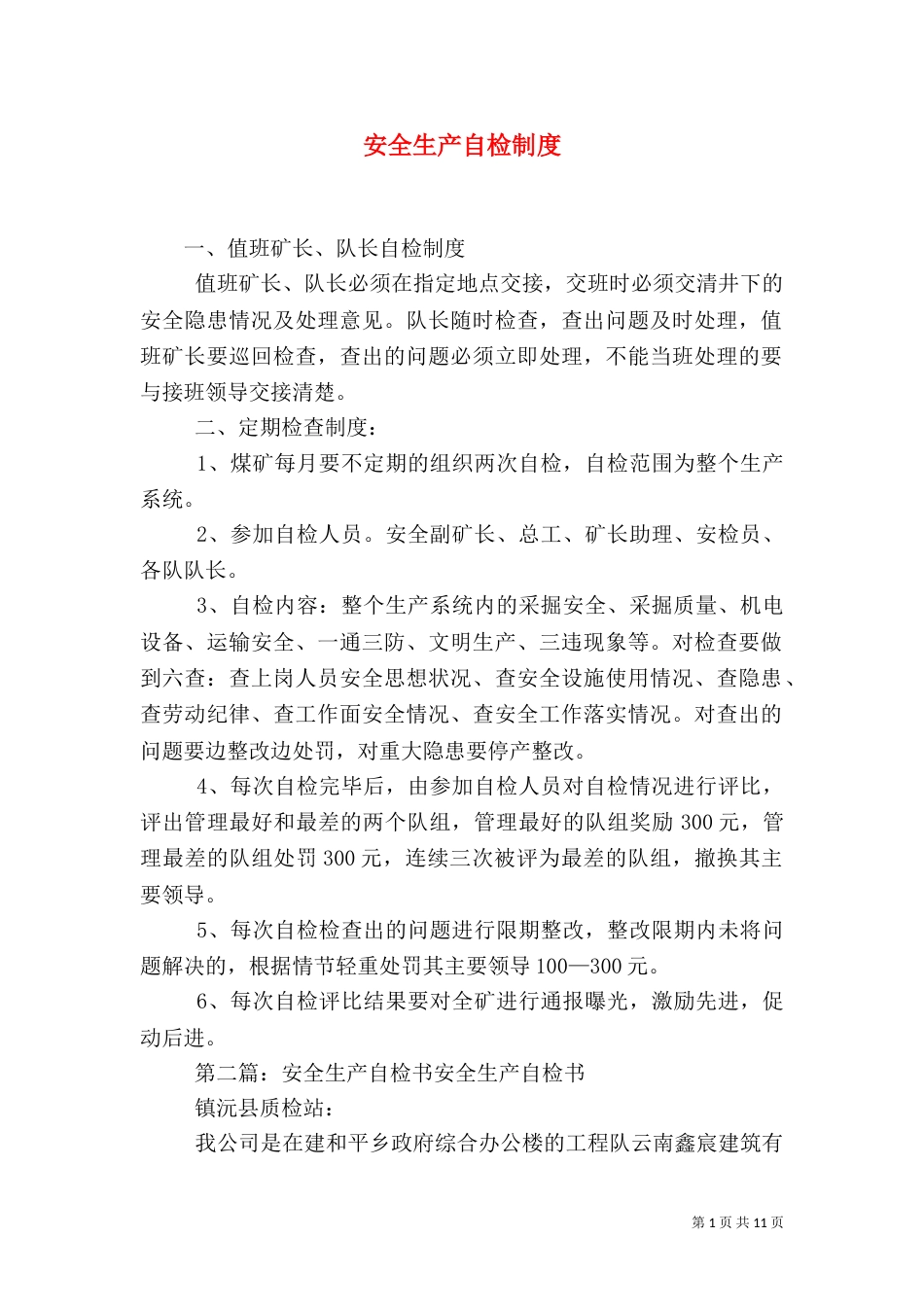 安全生产自检制度_第1页