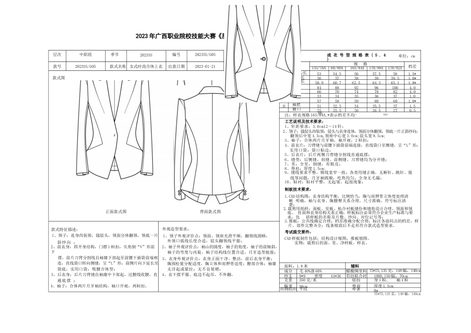 532023年广西职业院校技能大赛中职组《服装设计与工艺》赛项题库_第1页