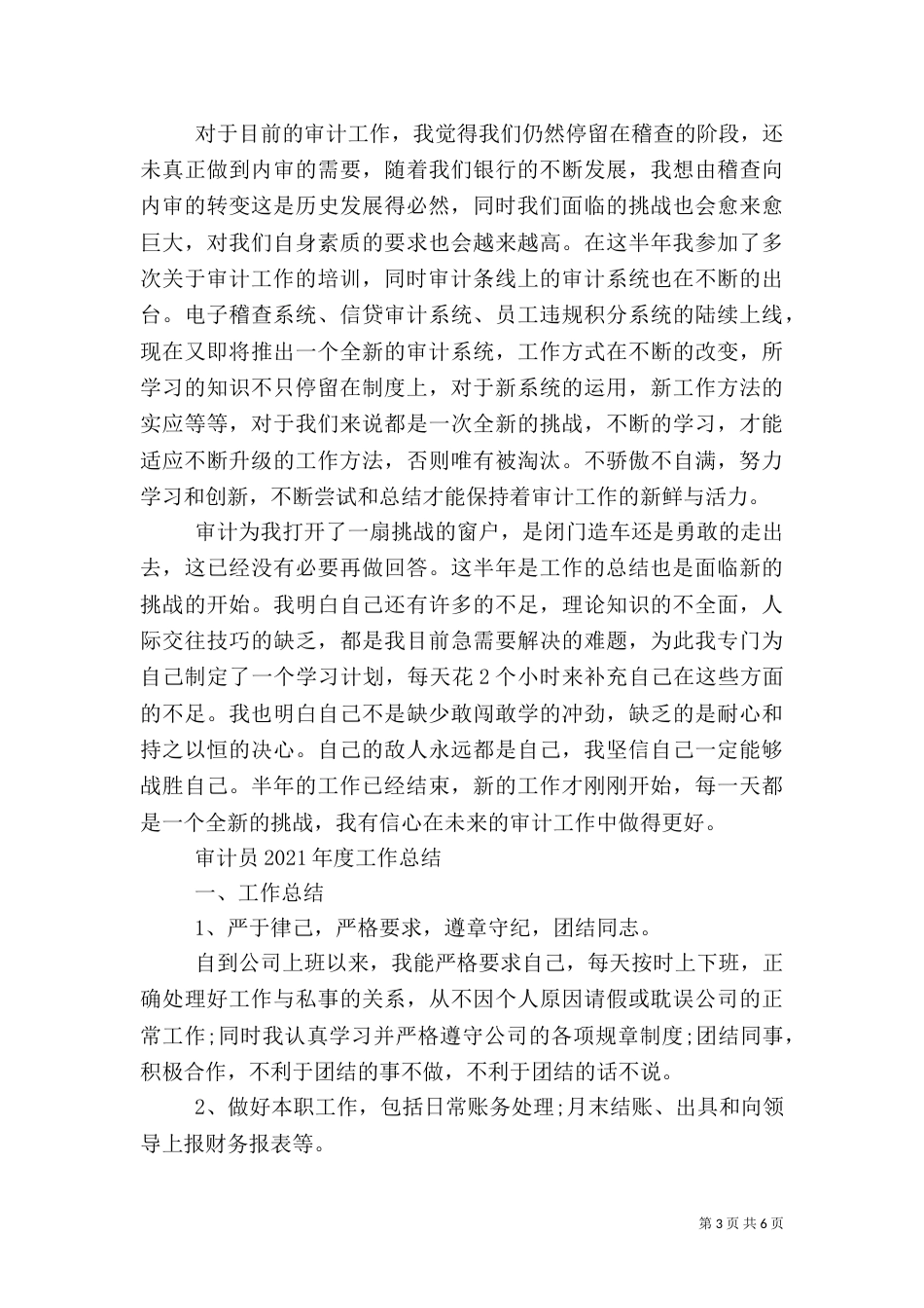 最新审计员2021年度工作总结模板_第3页