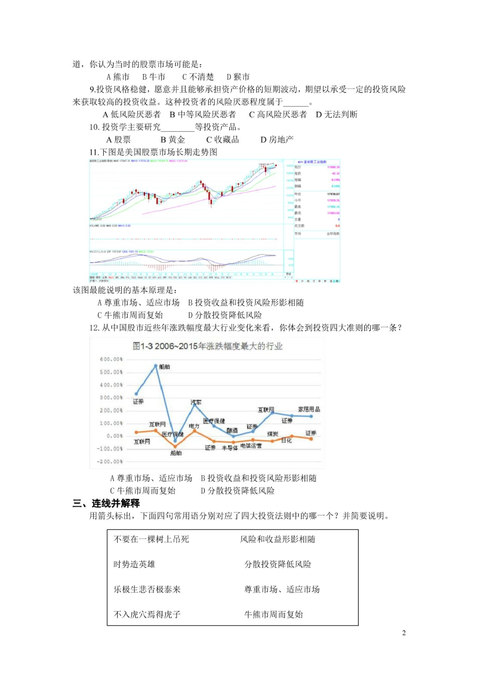 投资学贺显南《投资学原理及应用》试题库_第2页