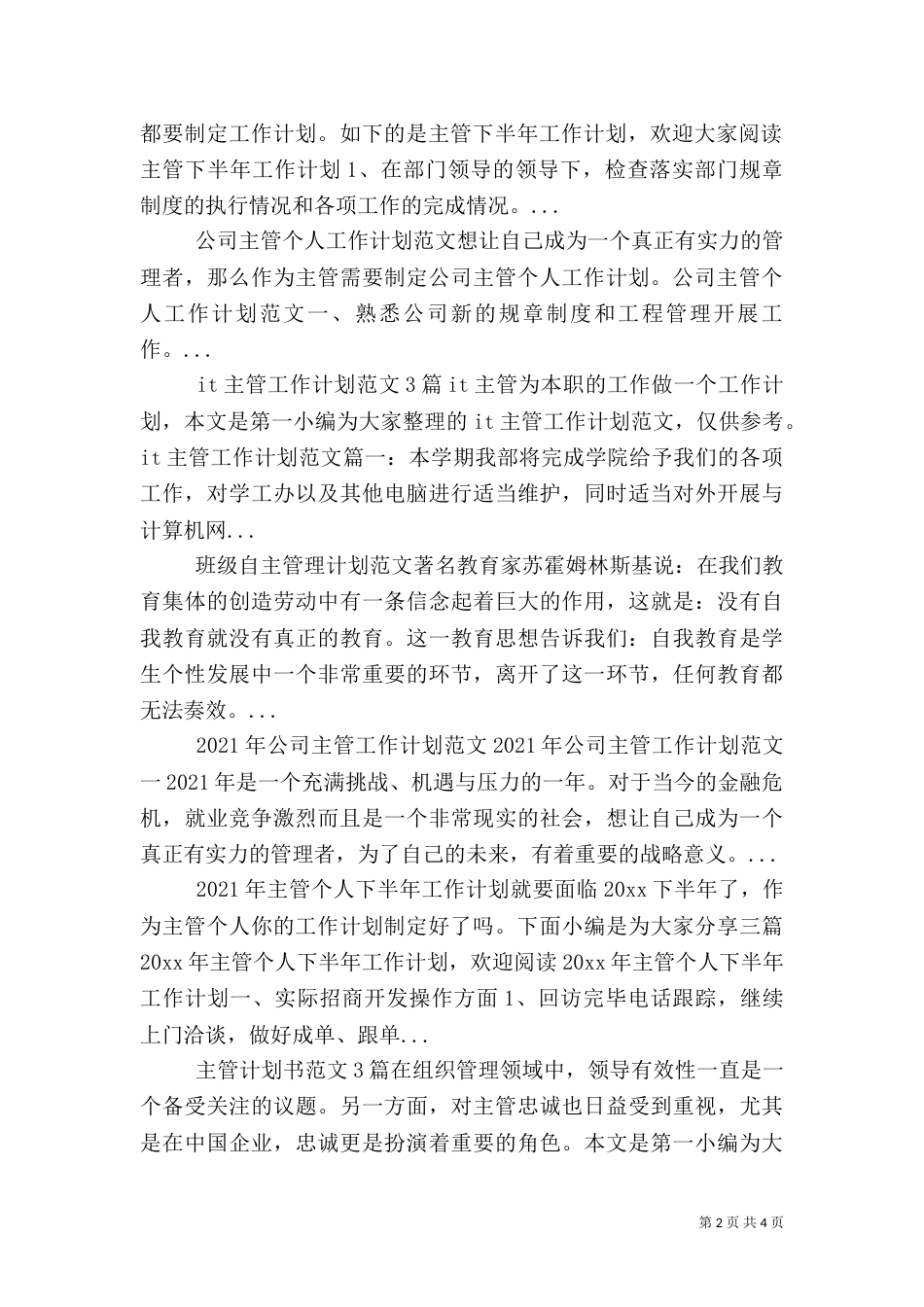 质量主管月工作计划范文_第2页