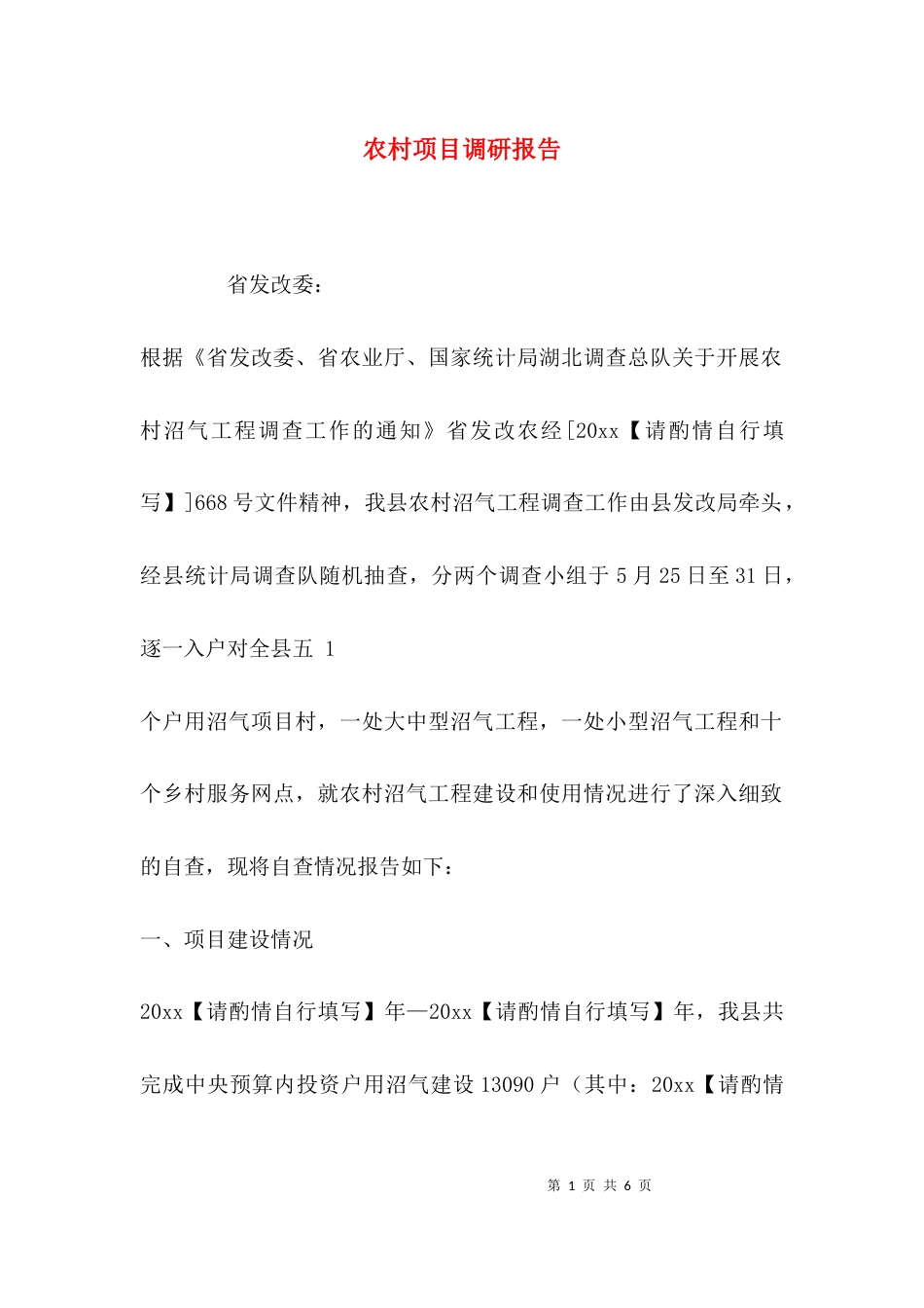 （精选）农村项目调研报告_第1页