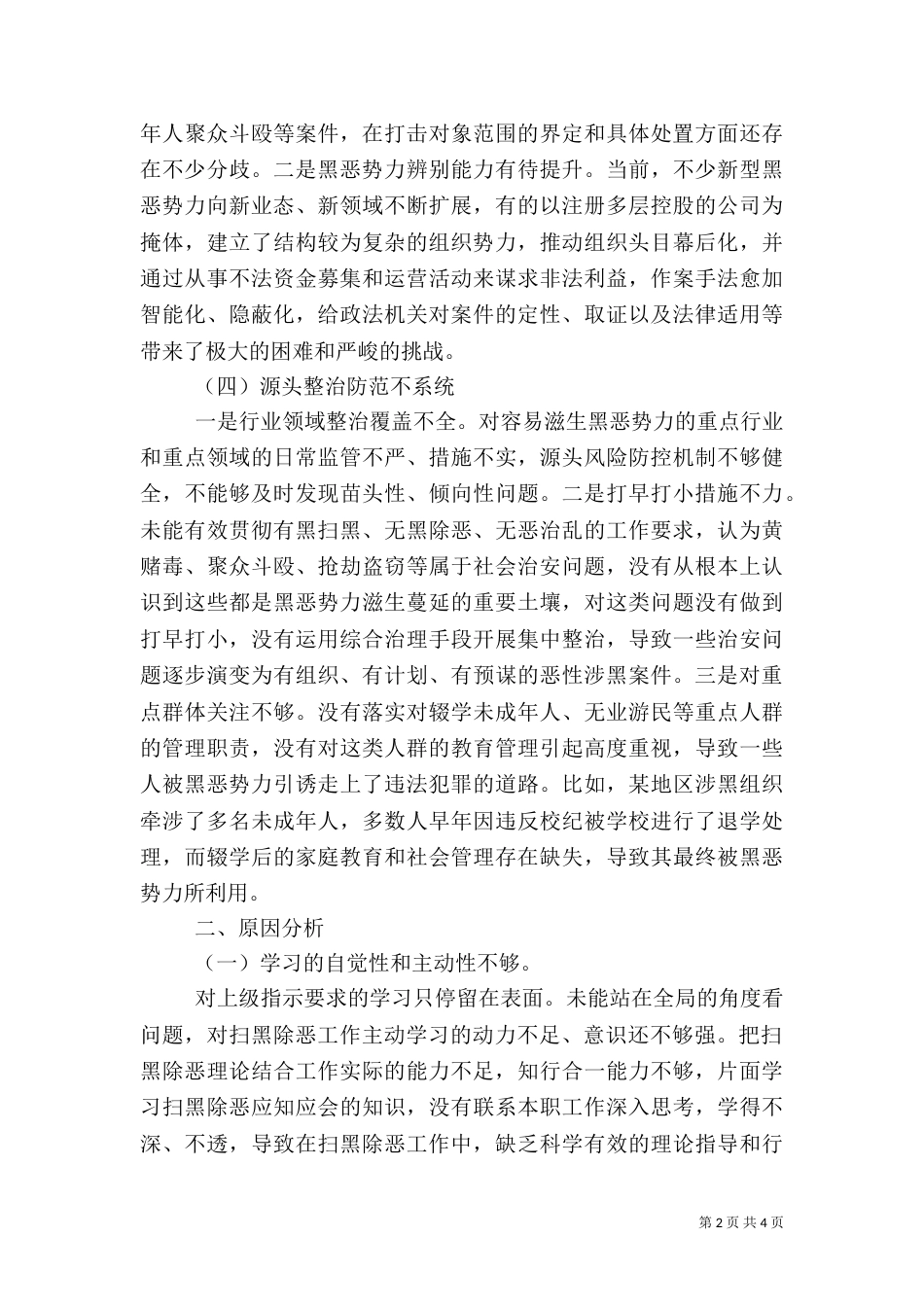 扫黑除恶专项斗争工作责任剖析_第2页