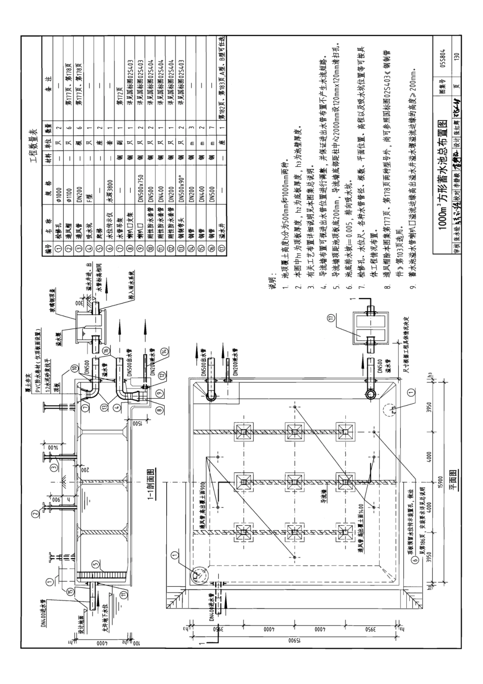 1000立方蓄水池标准图纸_第1页