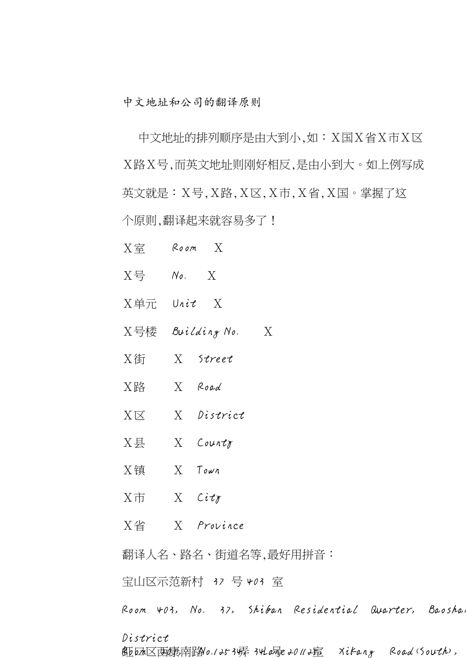 中文地址和公司的翻译原则[共4页]_第1页