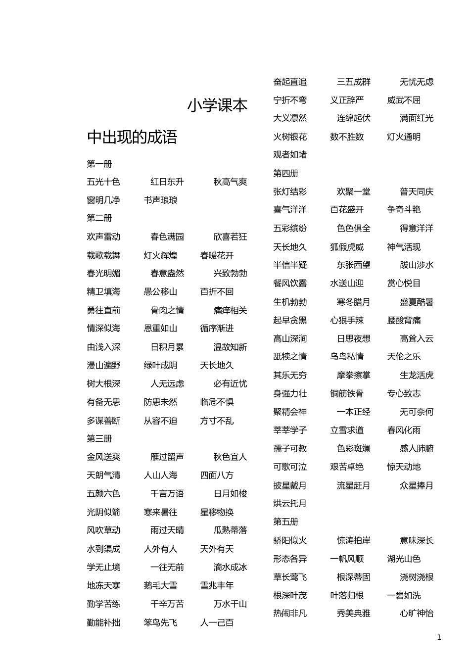 小学课本中出现的成语[共3页]_第1页