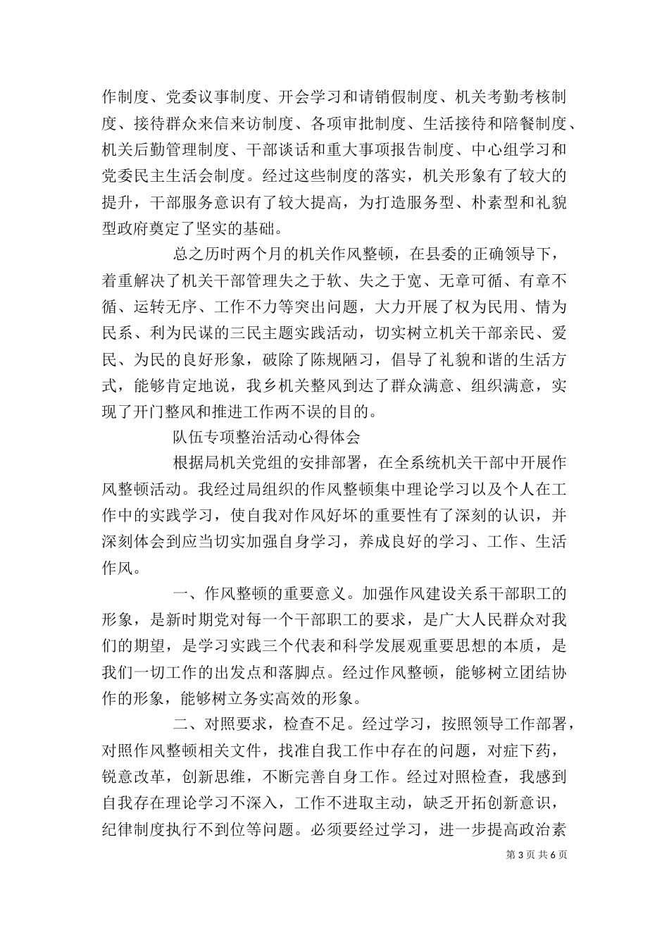队伍专项整治活动心得体会范文大全_第3页
