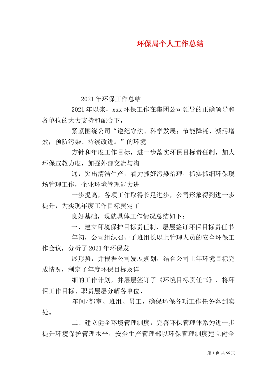环保局个人工作总结_第1页