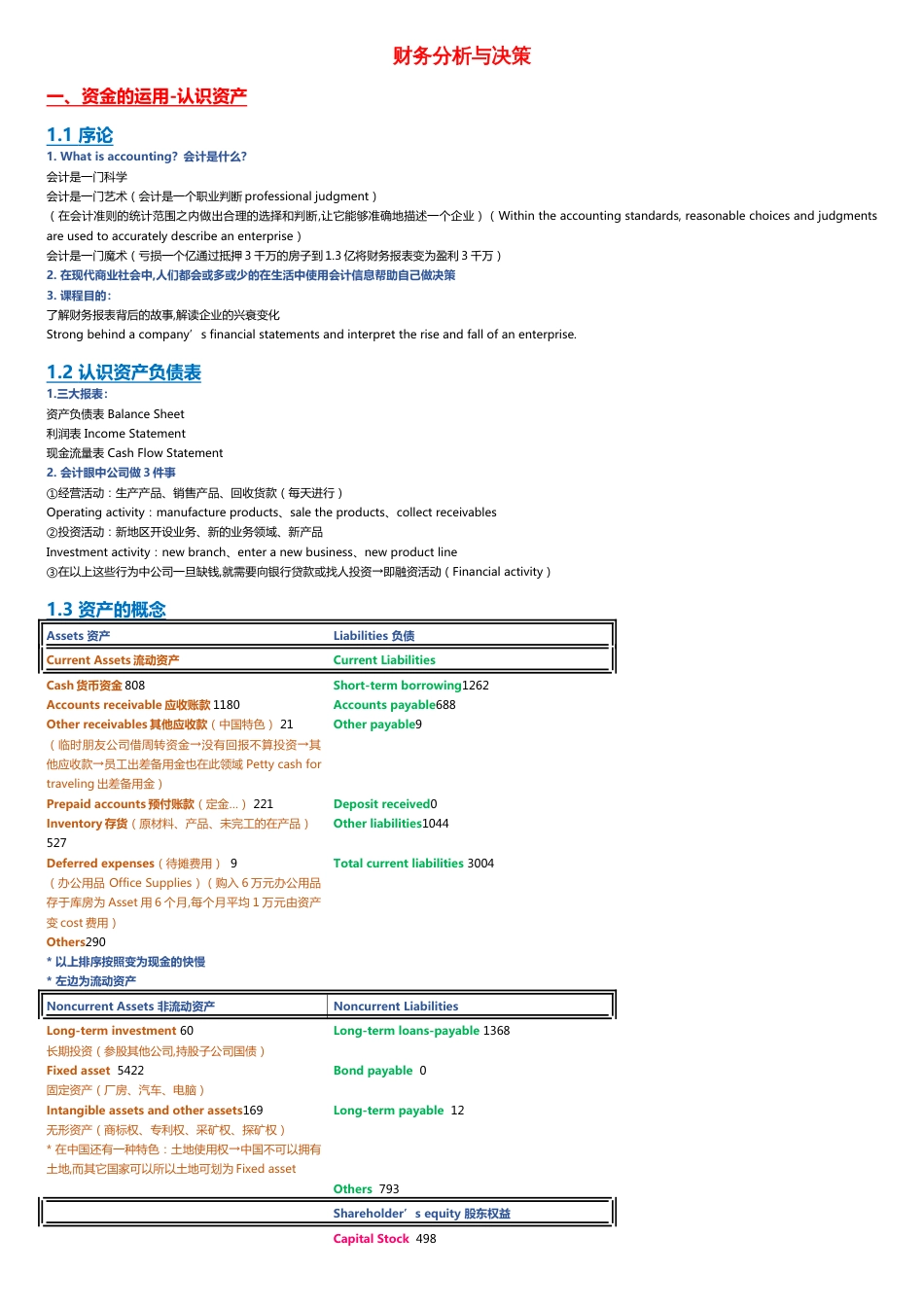 肖星-财务分析与决策课堂笔记[共15页]_第1页