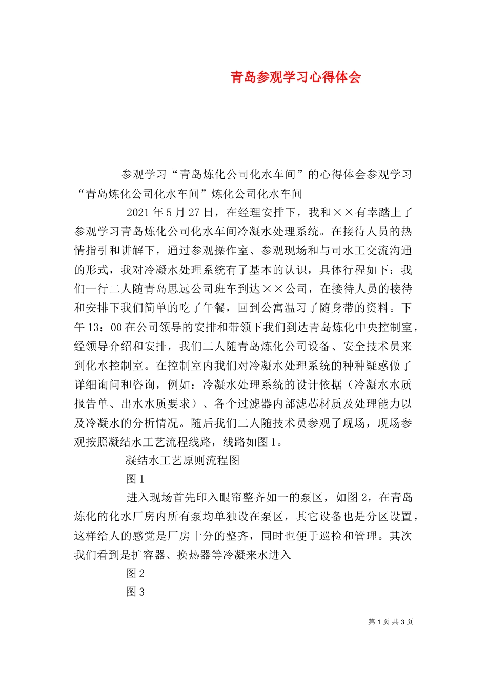 青岛参观学习心得体会（一）_第1页