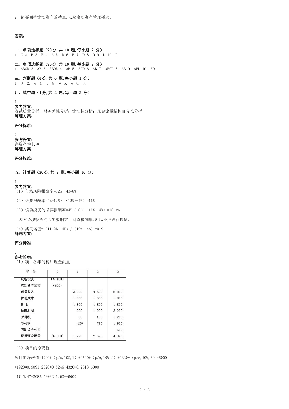 重庆大学网教作业答案-财务管理学-(-第3次-)_第2页