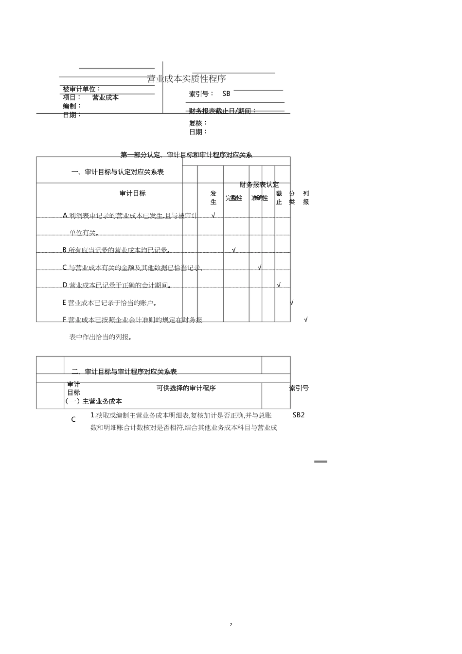 营业成本实质性程序与审计程序_第2页