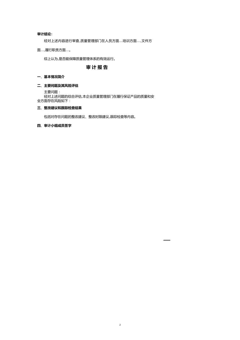质量管理部门审计模板_第2页