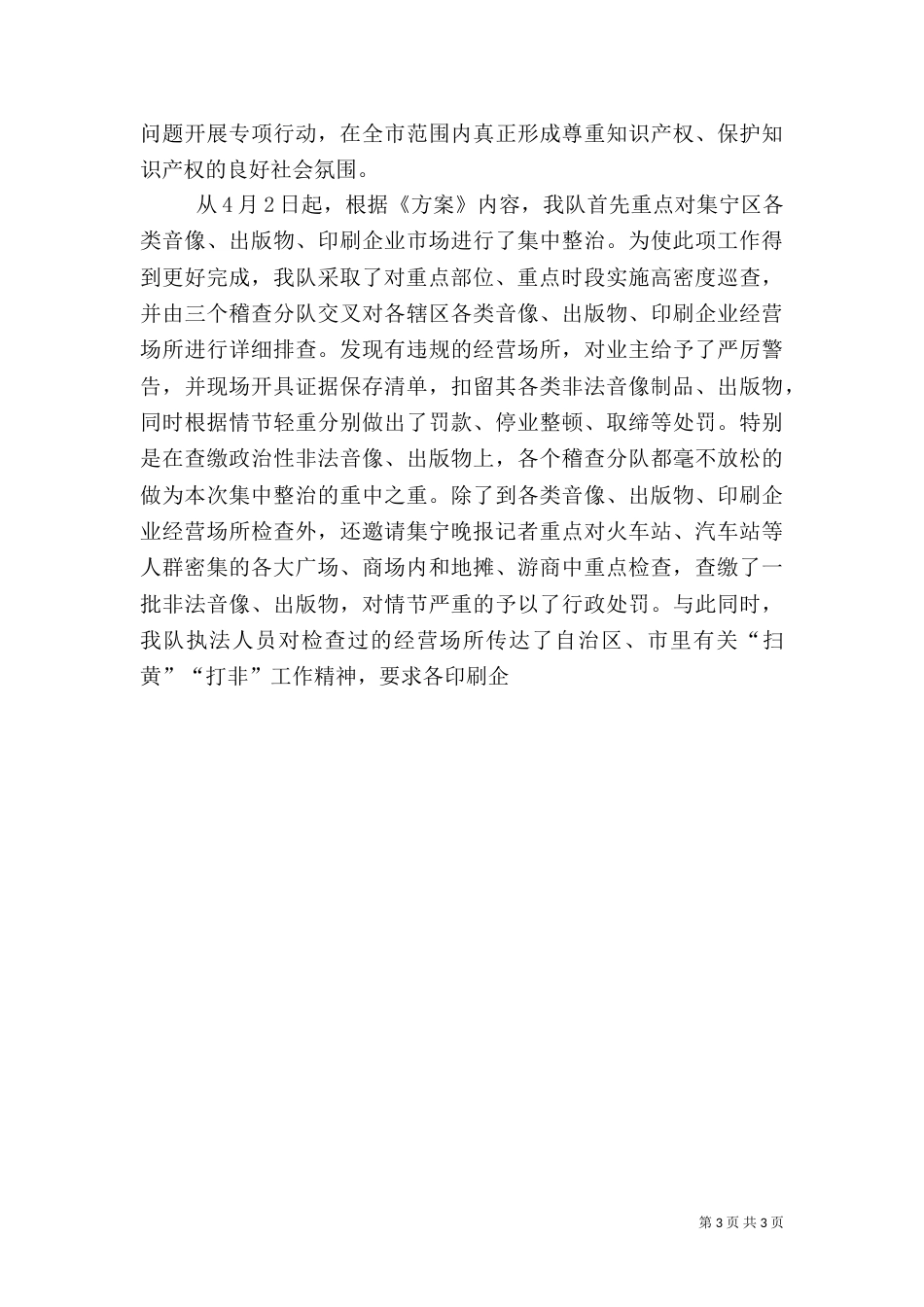 文化稽查队上半年工作总结_第3页