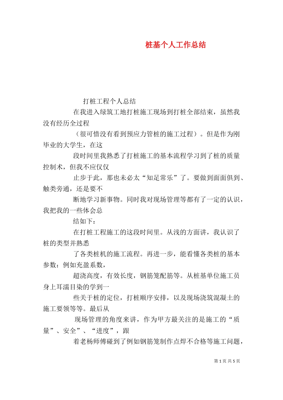 桩基个人工作总结_第1页