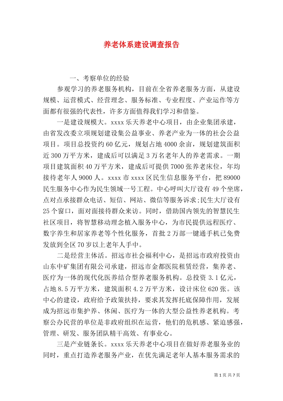 养老体系建设调查报告（一）_第1页