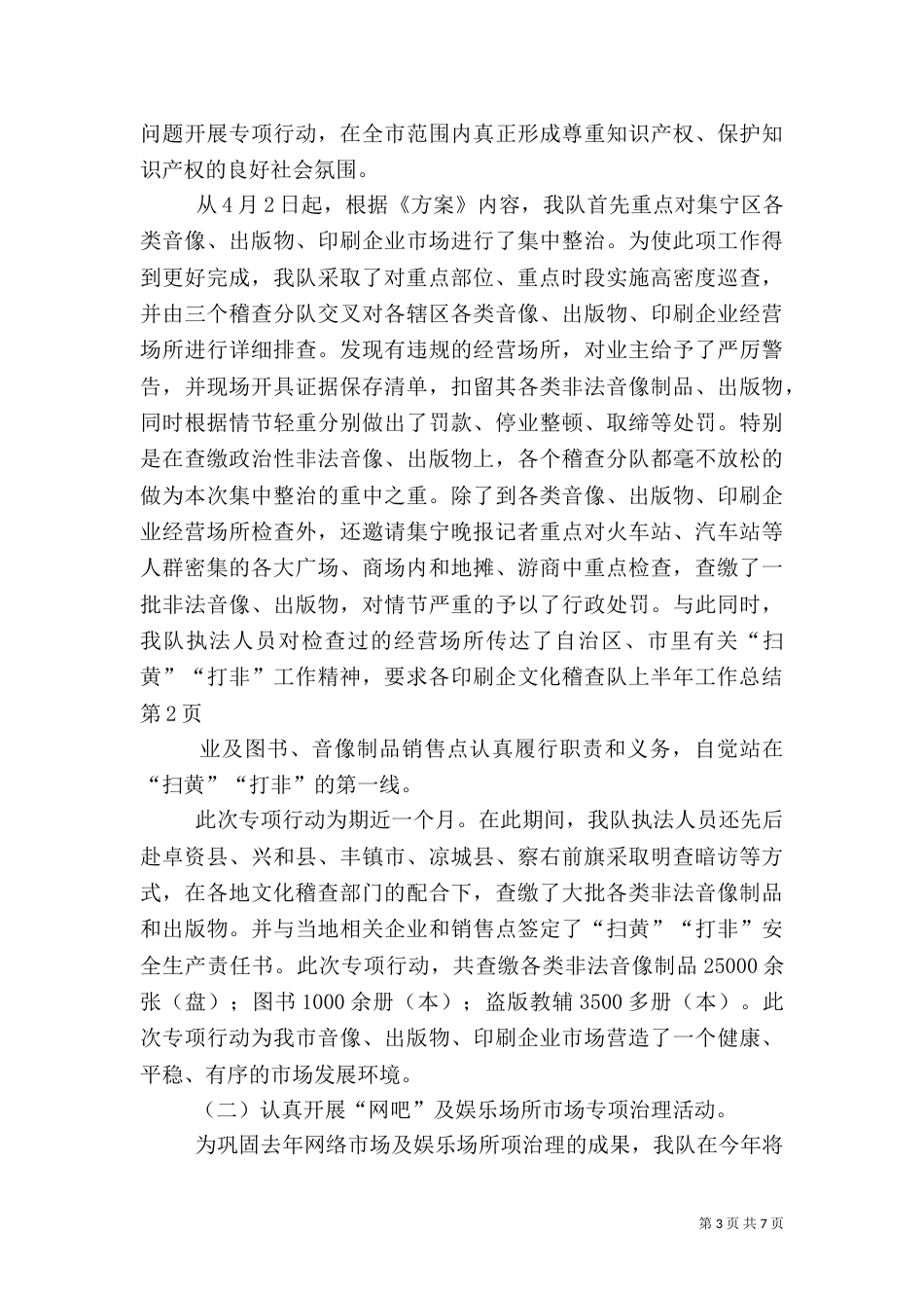 文化稽查队上半年工作总结（一）_第3页