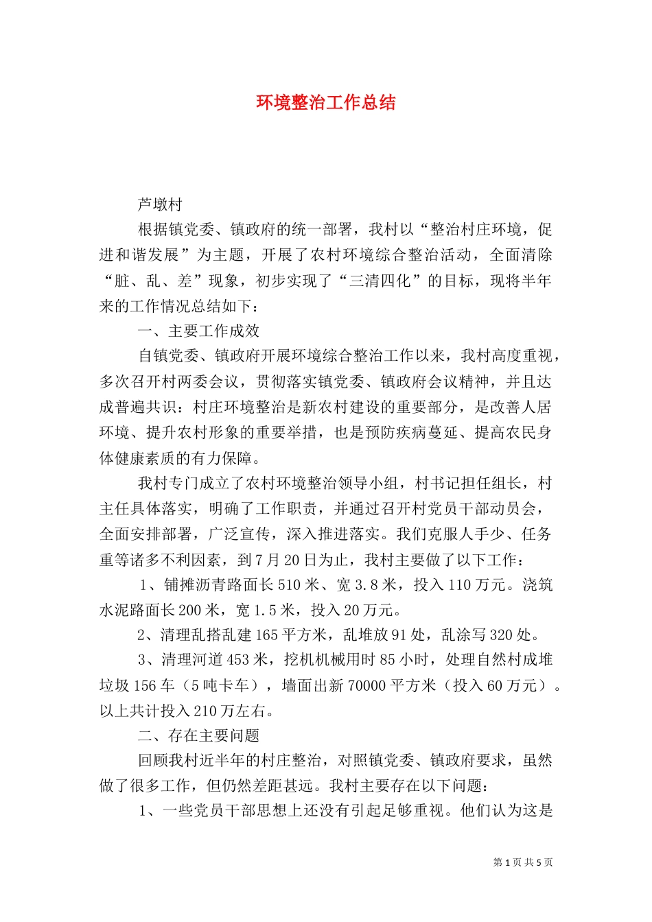 环境整治工作总结（二）3_第1页