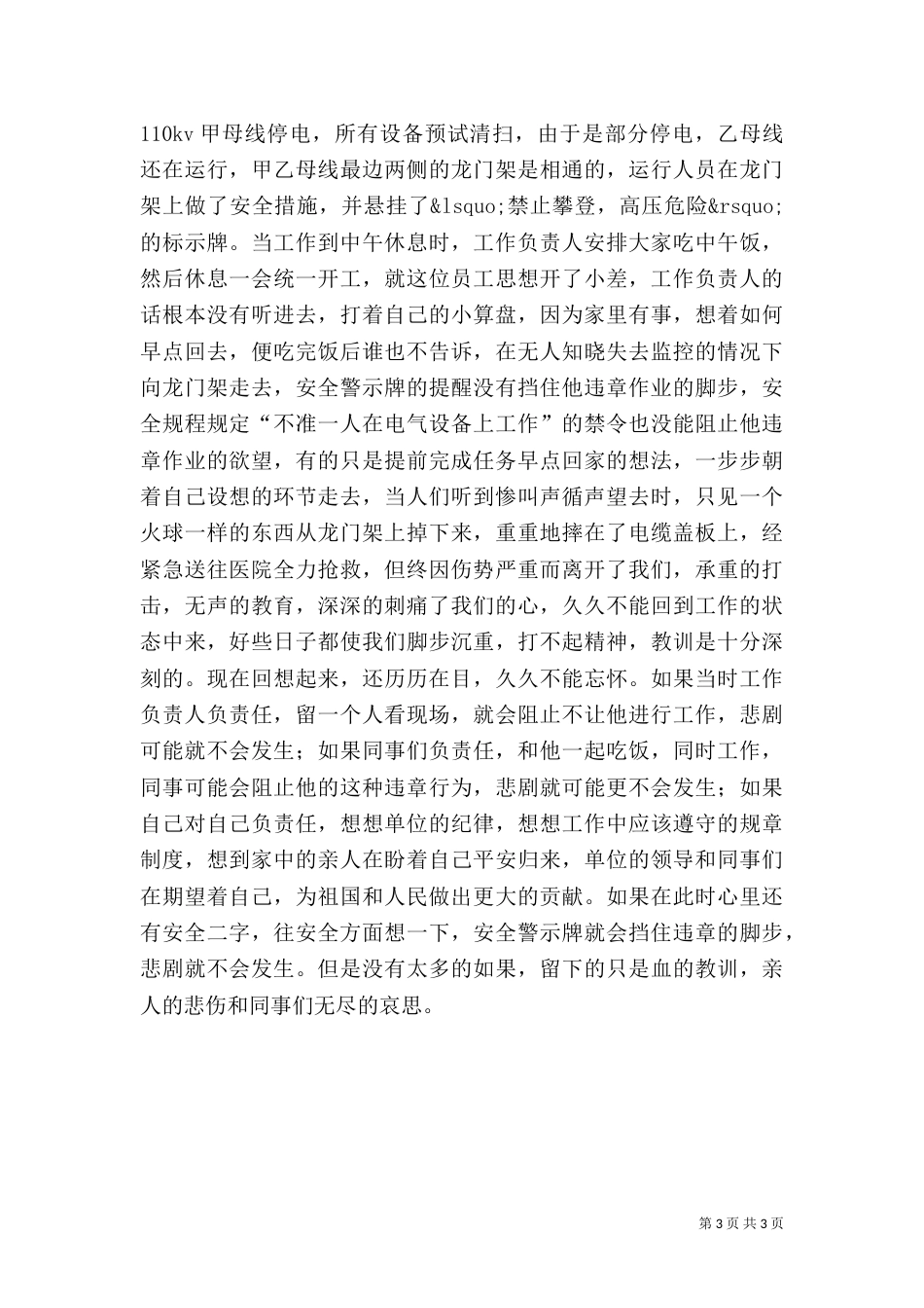 电力安全生产演讲稿（七）_第3页