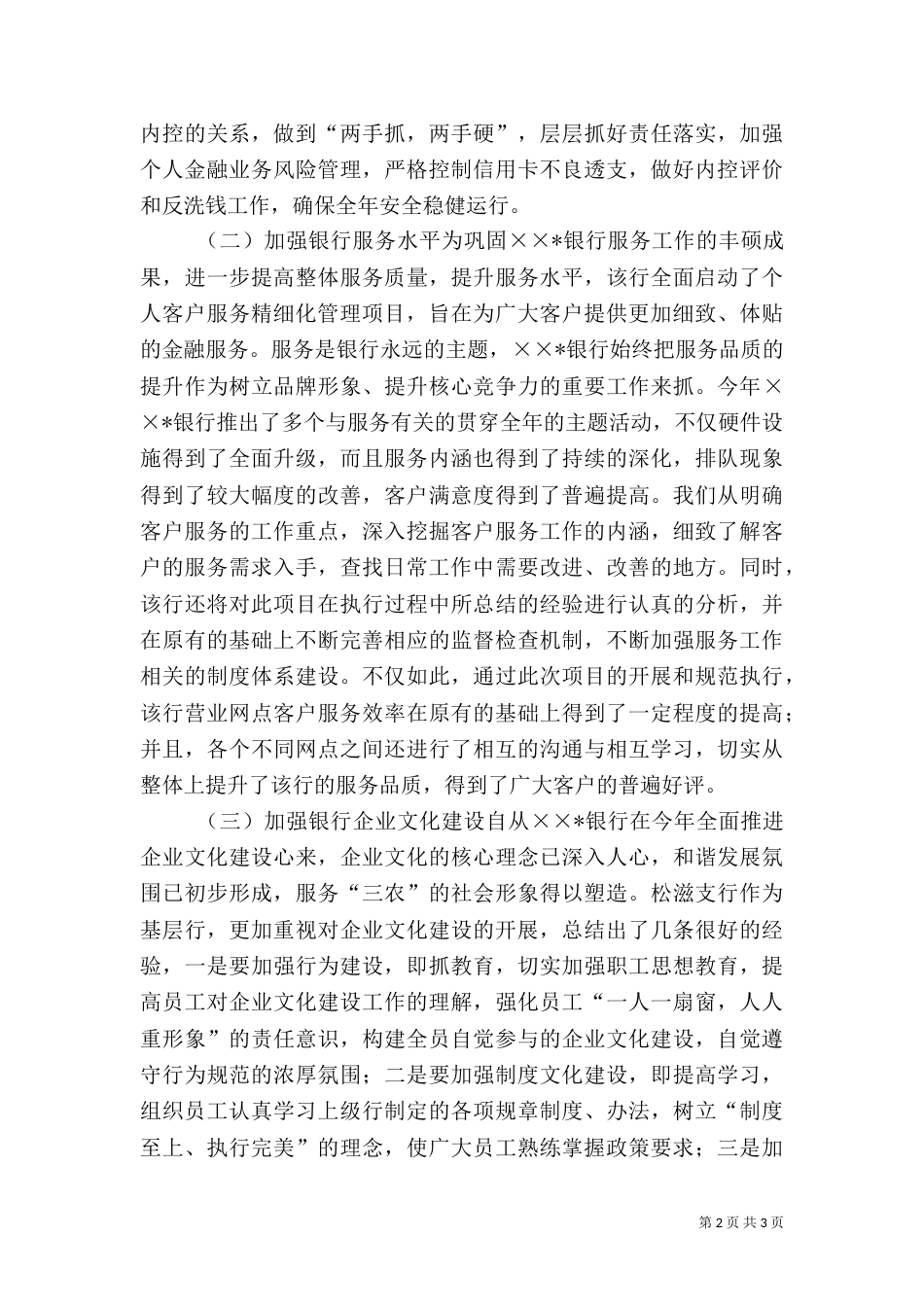 银行工作总结模板（一）_第2页