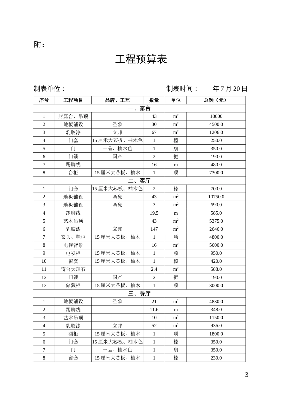 装修协议 房屋装修合同及预算清单_第3页