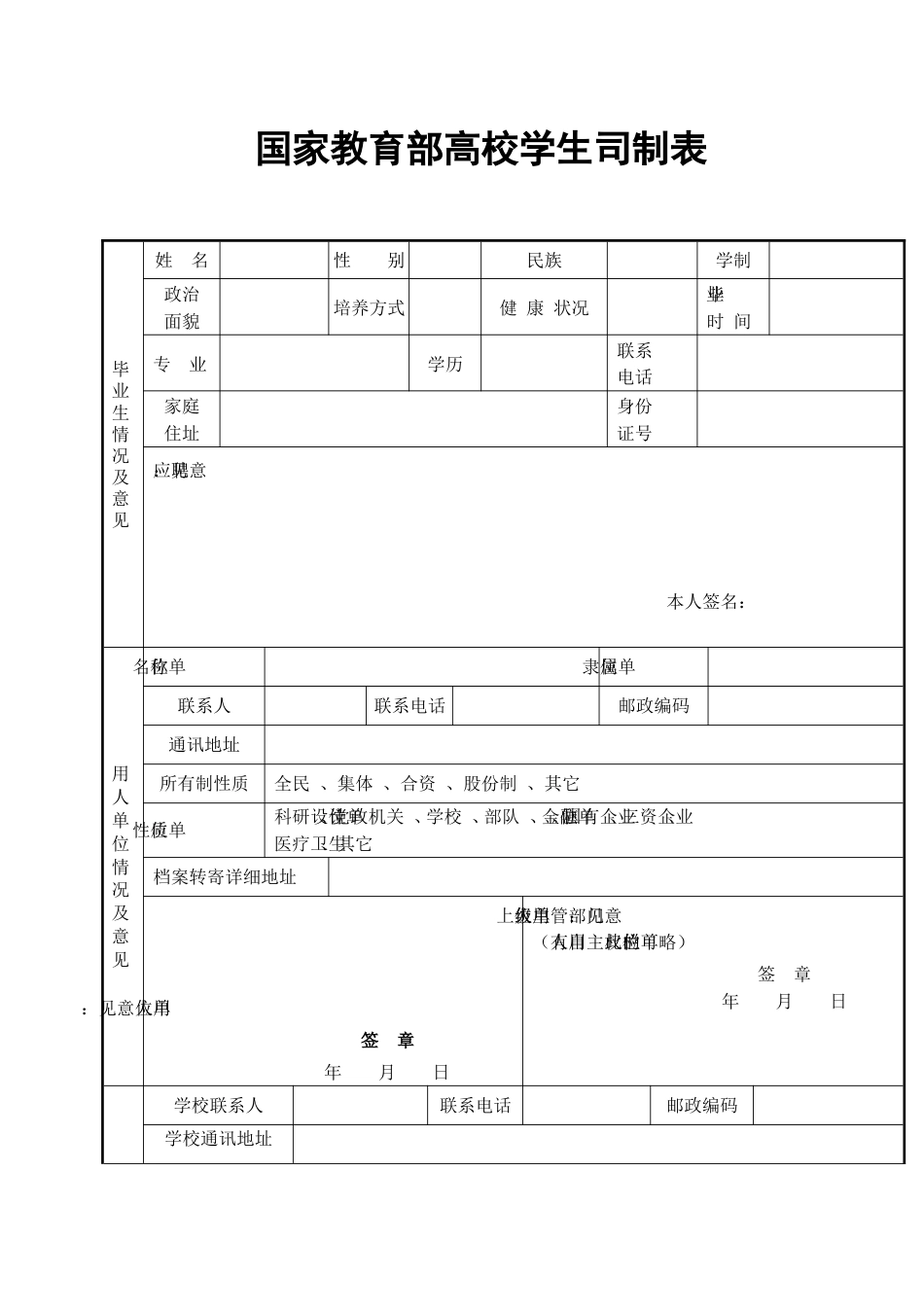 学生就业协议 空白-毕业生就业协议书_第2页