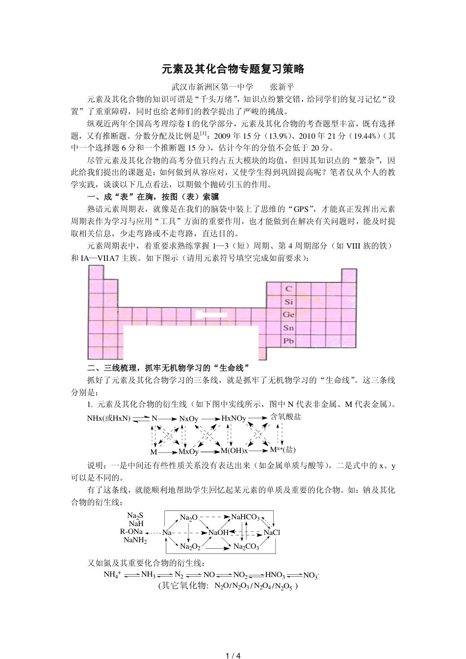 元素及其化合物专题复习策略_第1页