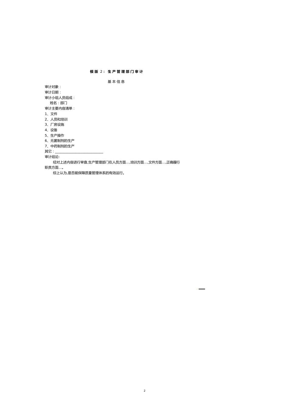 药品生产企业内部审计个模版_第2页