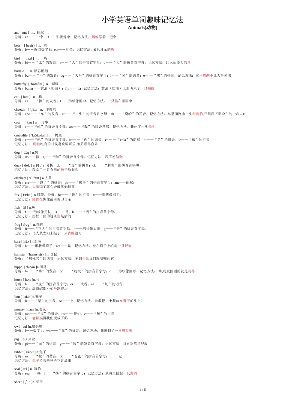 小学英语单词趣味记忆法[共7页]_第1页