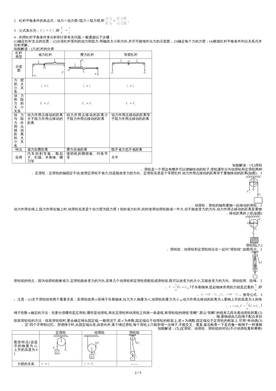 中考九年级物理基础知识手册及解题技巧：简单机械[共7页]_第2页