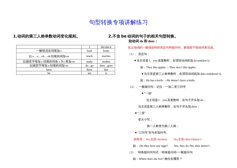 针对性练习(do-does句型转换)_第3页