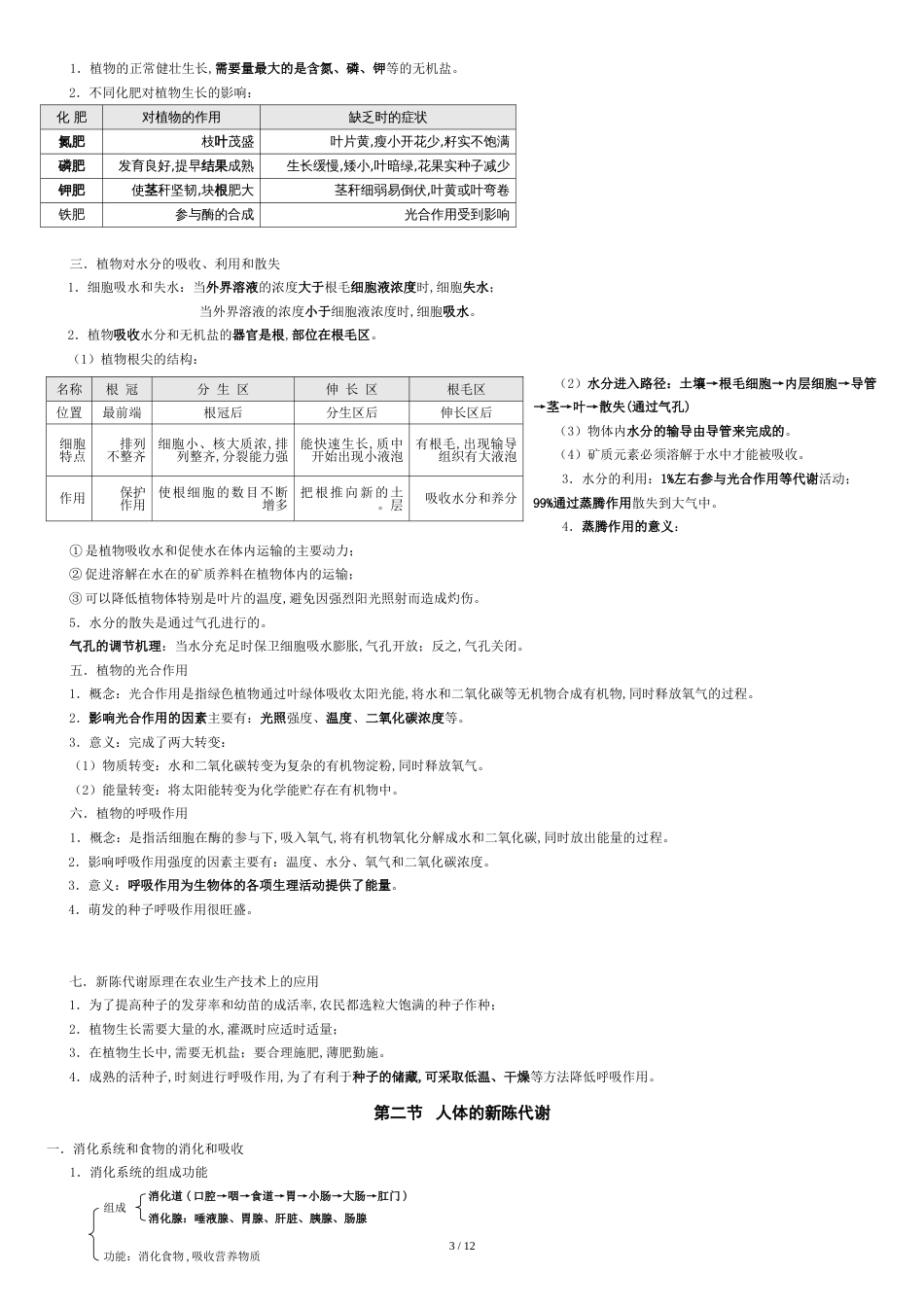 浙教版科学中考(生物部分复习)知识点复习大纲[共13页]_第3页