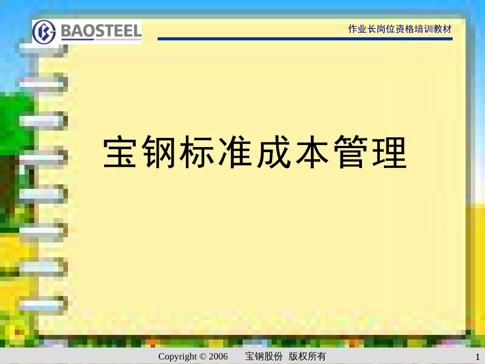 作业长制--宝钢标准成本管理[1][共73页]_第1页