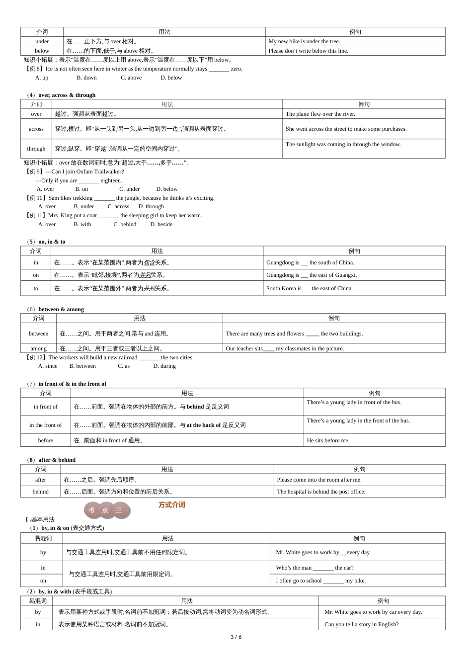 中考语法专题之介词的用法_第3页