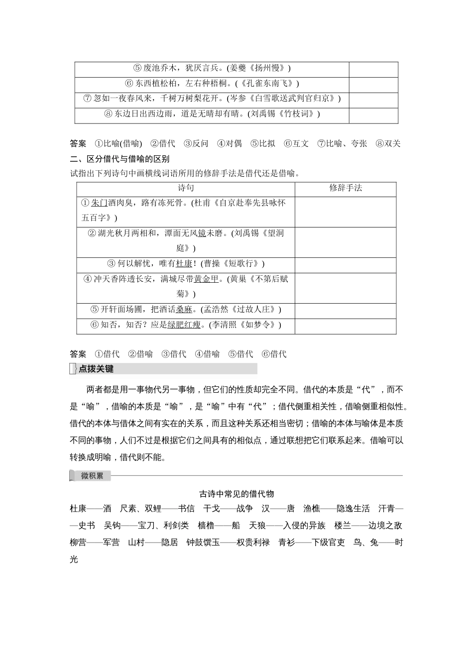 语文高考复习板块3 古诗阅读与鉴赏 学案41　赏析表达技巧之修辞手法与表现手法—精准判断，精析效果_第3页