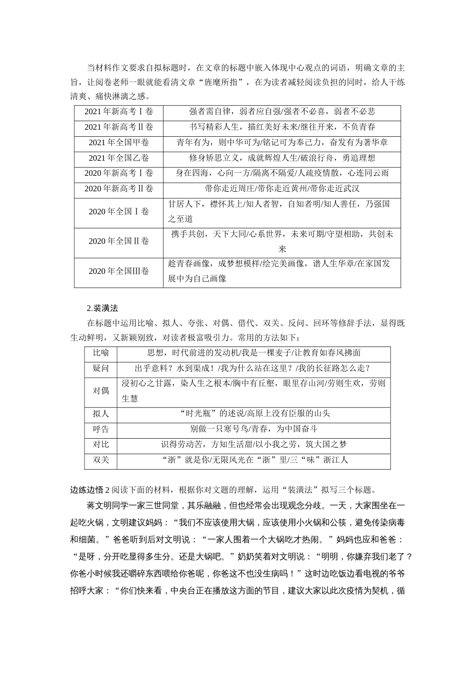 语文高考复习板块7 小说阅读 打造亮点训练1　靓拟标题，靓写首尾—关键部位，熠熠生辉_第3页