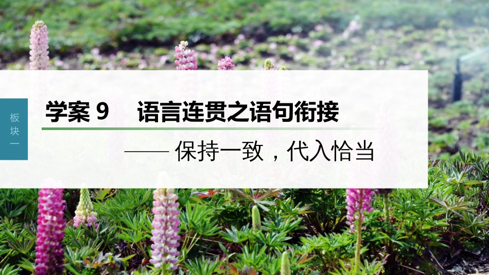 高中语文高考复习板块1 语言策略与技能 学案9　语言连贯之语句衔接—保持1致，代入恰当_第1页