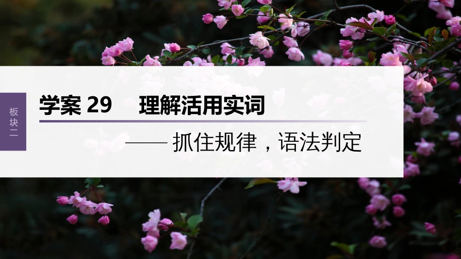 高中语文高考复习板块2 文言文阅读 学案29　理解活用实词—抓住规律，语法判定_第1页