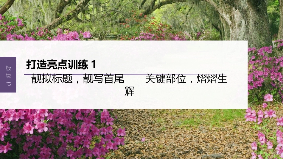 高中语文高考复习板块7 小说阅读 打造亮点训练1　靓拟标题，靓写首尾—关键部位，熠熠生辉_第1页