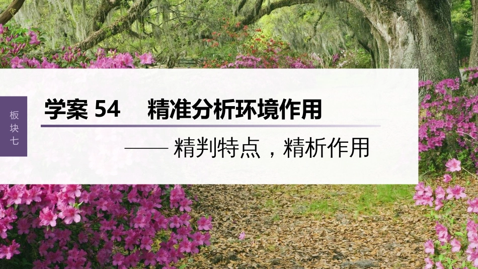 高中语文高考复习板块7 小说阅读 学案54　精准分析环境作用—精判特点，精析作用_第1页