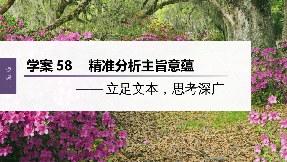 高中语文高考复习板块7 小说阅读 学案58　精准分析主旨意蕴—立足文本，思考深广_第1页