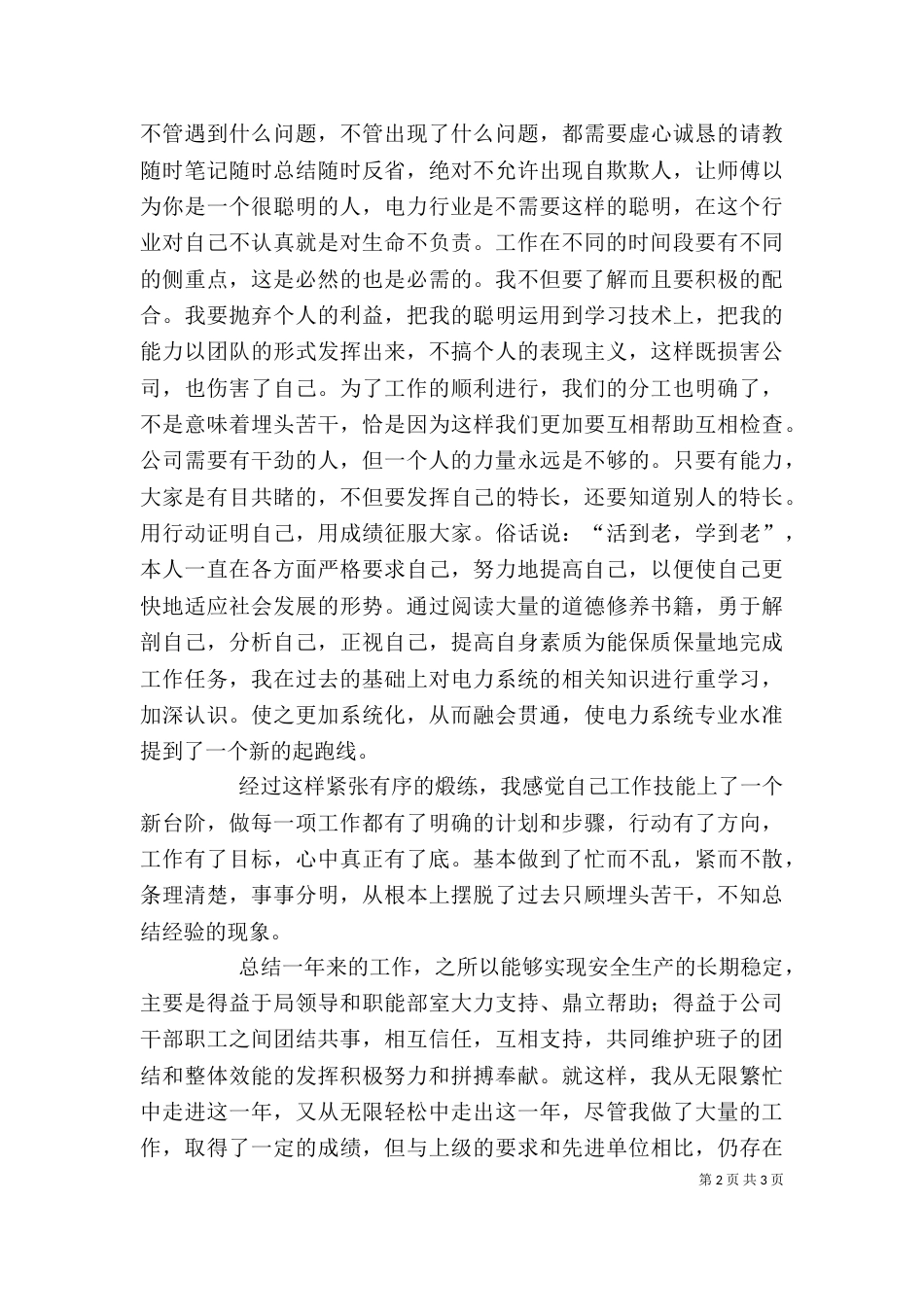 电力个人工作总结精选_第2页