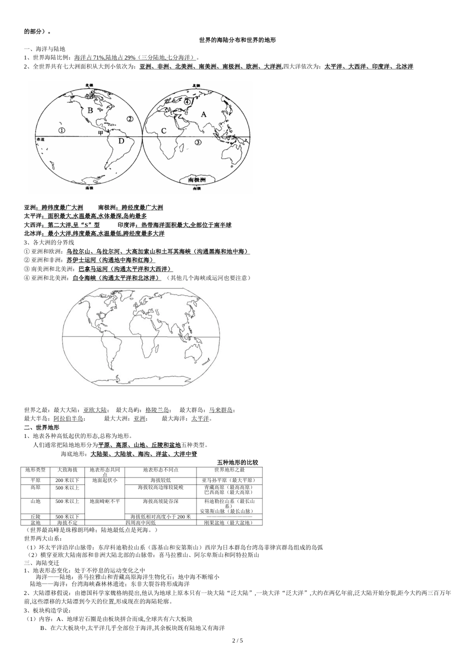 湘教版七年级地理上册知识点归纳[共6页]_第2页