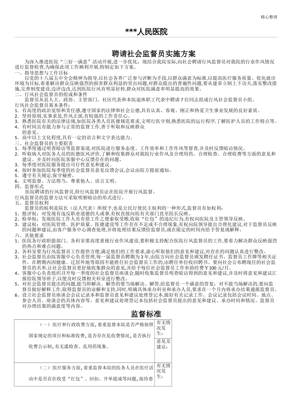 医院聘请社会监督员实施方法_第1页