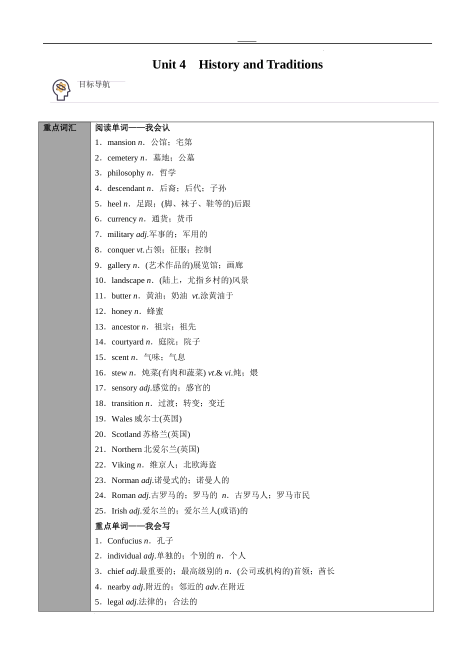 专题10必修第2册　Unit 4　History and Traditions（教师版）---2024届高三英语总复习 （人教版2019）_第1页