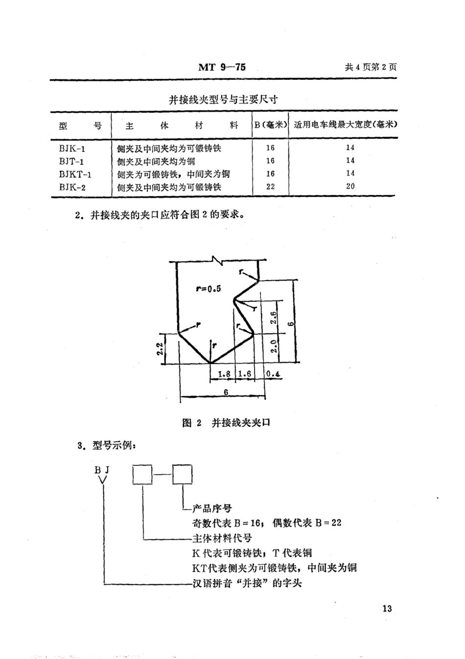 MT 9-1975 矿山窄轨牵引网路并接线夹_第2页