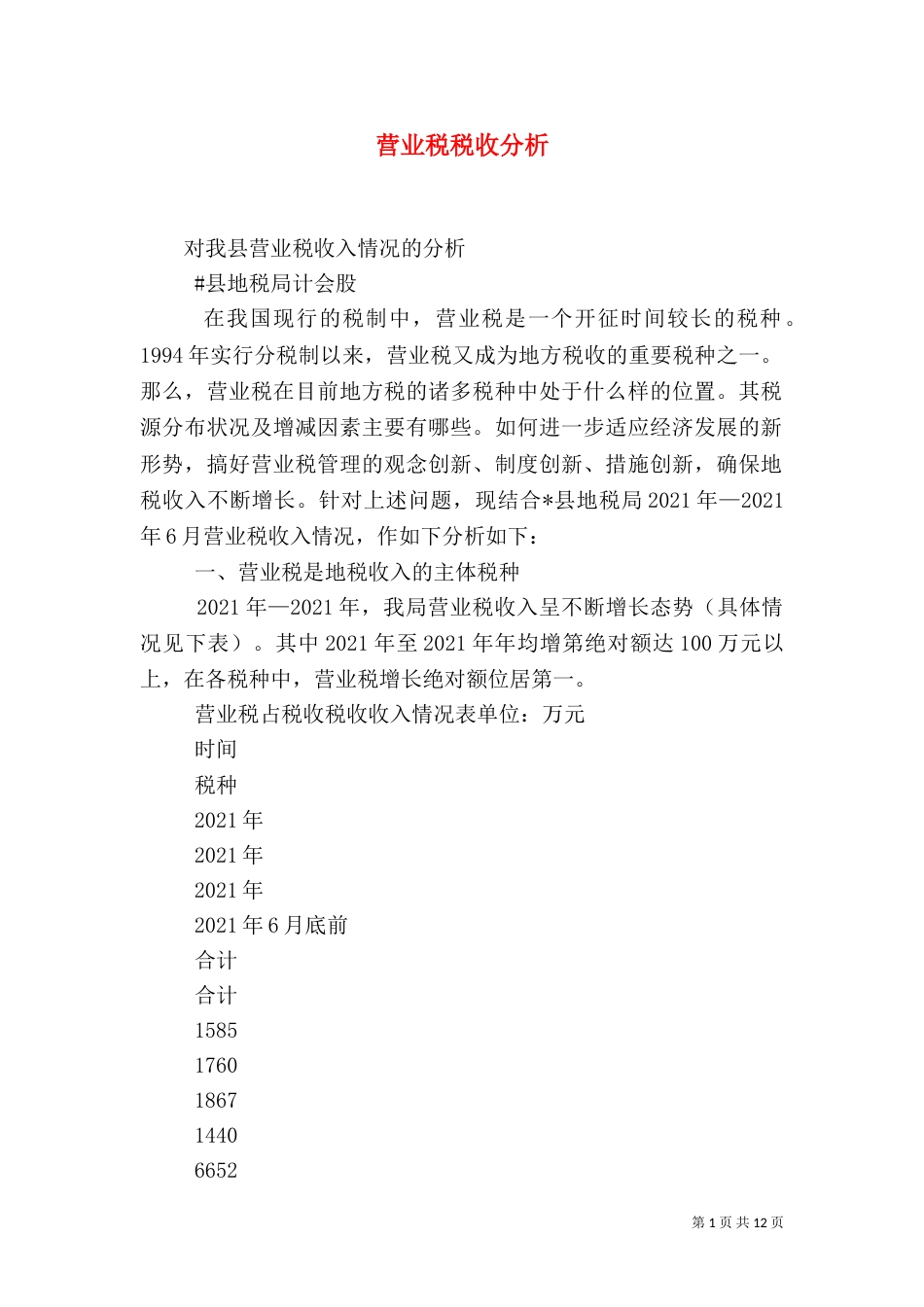 营业税税收分析（七）_第1页