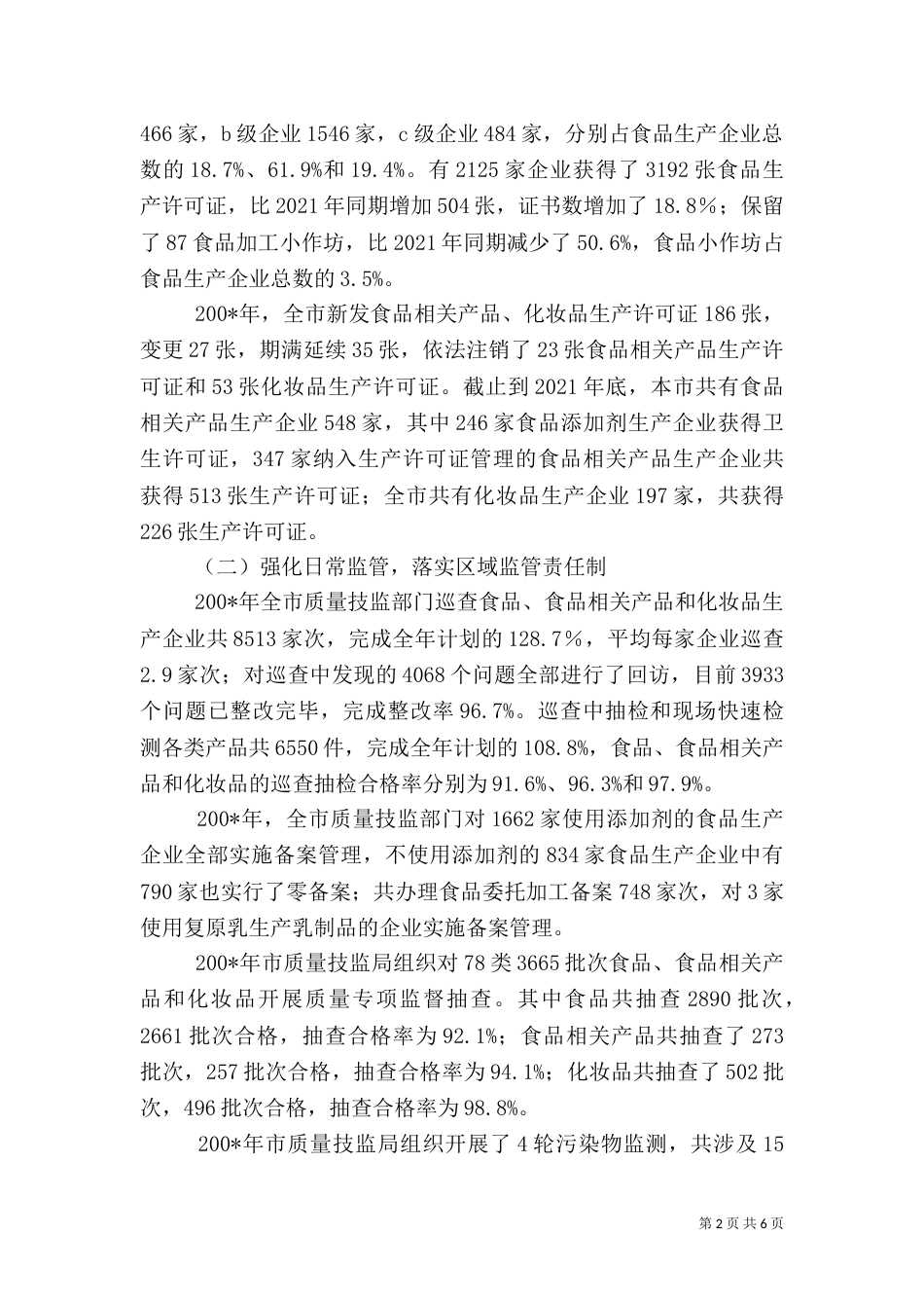 食品安全生产管理工作汇报_第2页
